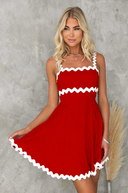 Summer Fresh Sweet Solid Color Sexy Strap Short Dress by Ragazza