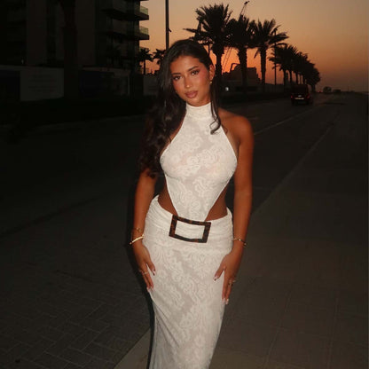 Women Elegant Halter Dress Sexy Cutout Backless Dress  DestGlow