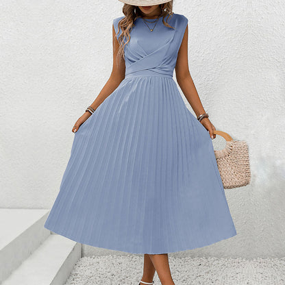 Summer Women Lace up Design Solid Color Dress by Ragazza