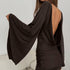 Fall Women Clothing Elegant Flared Sleeve Sexy Waist Trimming Backless Knitted Slim Fit Long Sleeve Dress  DestGlow