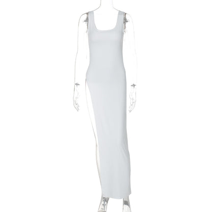 Women Clothing Summer Street Shooting Personality Slim Fit Split Shoulder Strap Dress by Ragazza