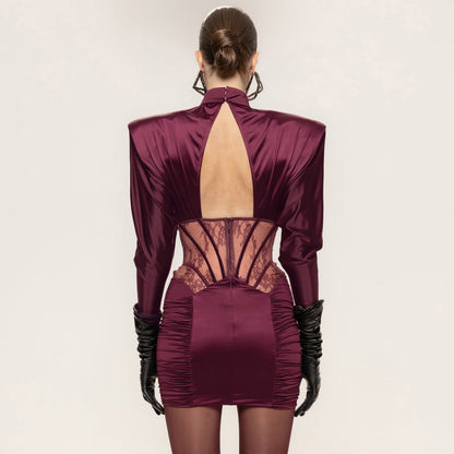Autumn Winter Sexy Tight Elastic Satin Hip Elegant Dress by Ragazza