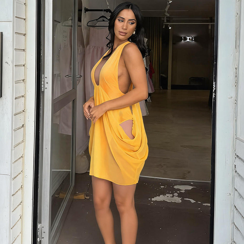 Women Clothing Spring Summer Sexy Halter Stitching Dress for Women  DestGlow