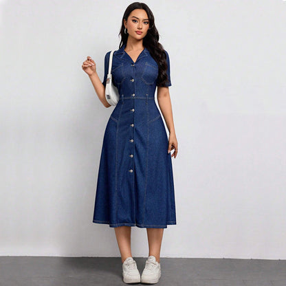 Women Clothing Denim Waist Tight Spring Summer Thin High Class Elegant Youthful Looking Dress by Ragazza