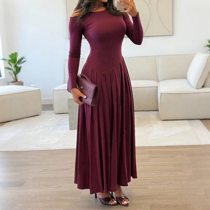 Elegant High Waist Long Sleeves Long Dress Women Clothing Autumn Winter by Ragazza