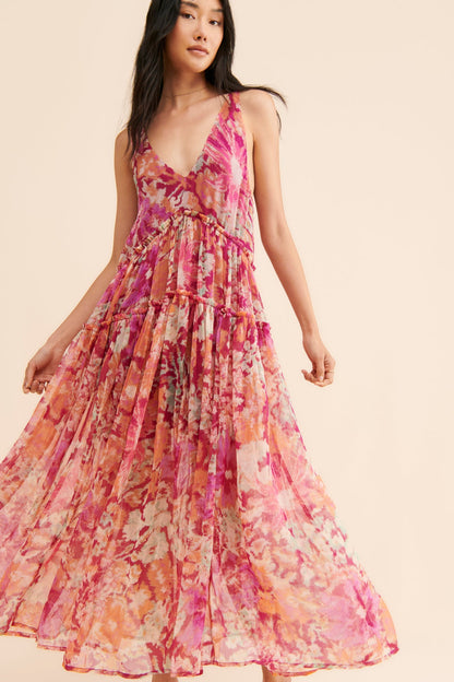 Spring Summer Women Clothing Bohemian Retro Stitching Maxi Dress by Ragazza