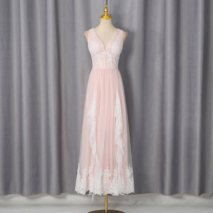 Elegant Lady Maxi Dress Summer Lace Waist High Grade Slim Dress Women  DestGlow