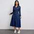 Women Clothing Denim Waist Slimming Thin High Class Elegant Anti Aging Long Sleeves Dress by Ragazza