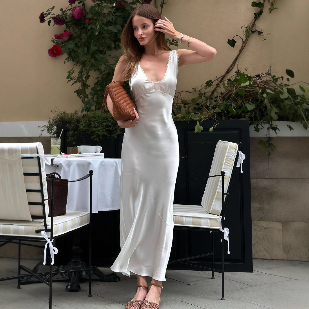 Women Clothing Summer French Entry Lux High Sense Graceful Fashionable Sleeveless Slim Dress by Ragazza