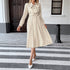Autumn Elegant Retro Bow Collar Long Sleeve Fitted Waist Polka Dots Dress by Ragazza