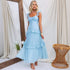 Summer Women Clothing Solid Color Elegant Graceful Ruffled Dress by Ragazza