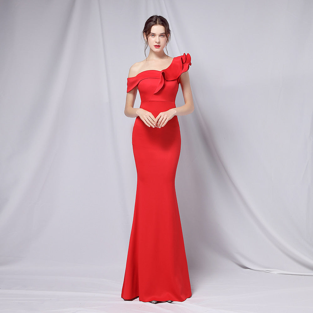 off-Shoulder Banquet Evening Dress Maxi Party Long Elegant Slim Sexy Fishtail Dress Formal Gown by Ragazza
