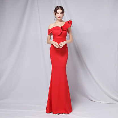 off-Shoulder Banquet Evening Dress Maxi Party Long Elegant Slim Sexy Fishtail Dress Formal Gown by Ragazza