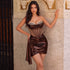 Tube Top Diamond Metal Brown Leather Waist Dress Nightclub Party Sexy Ruffle Hip Short Dress  DestGlow