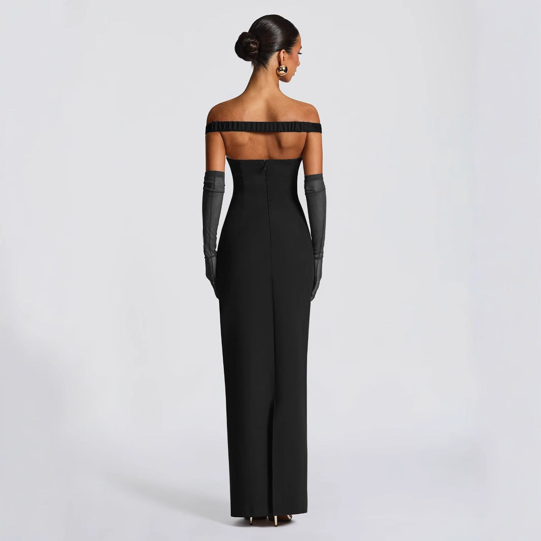 Elegant Tube Top Solid Color Dress Sexy Sleeveless Slim Fit Backless Dress by Ragazza