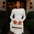 Elegant Slim Women Clothing Elegant Solid Color Pleated Dress Light Luxury round Neck Long Sleeved Dress by Ragazza
