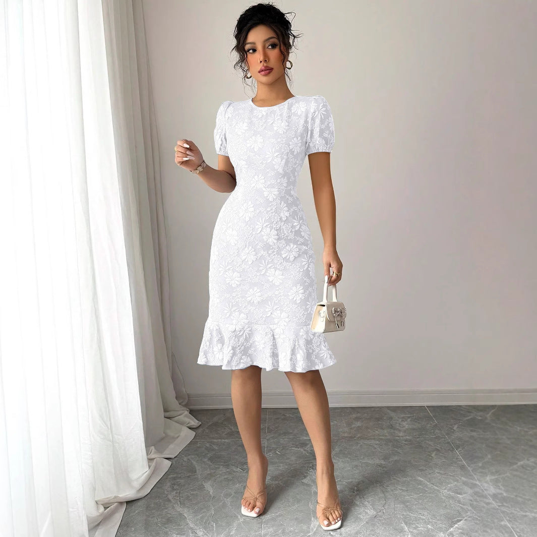 Summer Slim Fit Sheath Knee Length Office Casual All Matching Dress by Ragazza