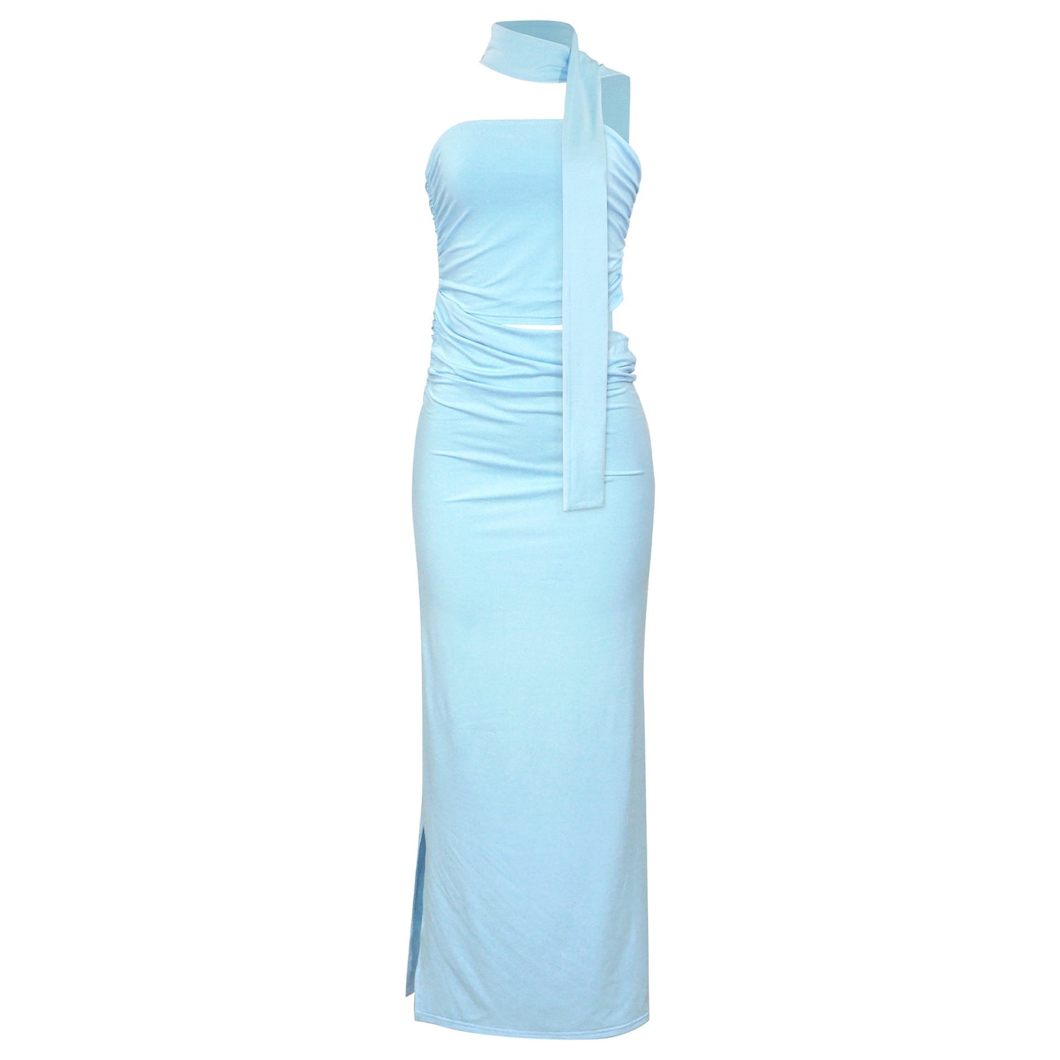 Spring Sexy Tube Top Pleated Slim Fit Sheath Personality Street Dress Long Dress by Ragazza