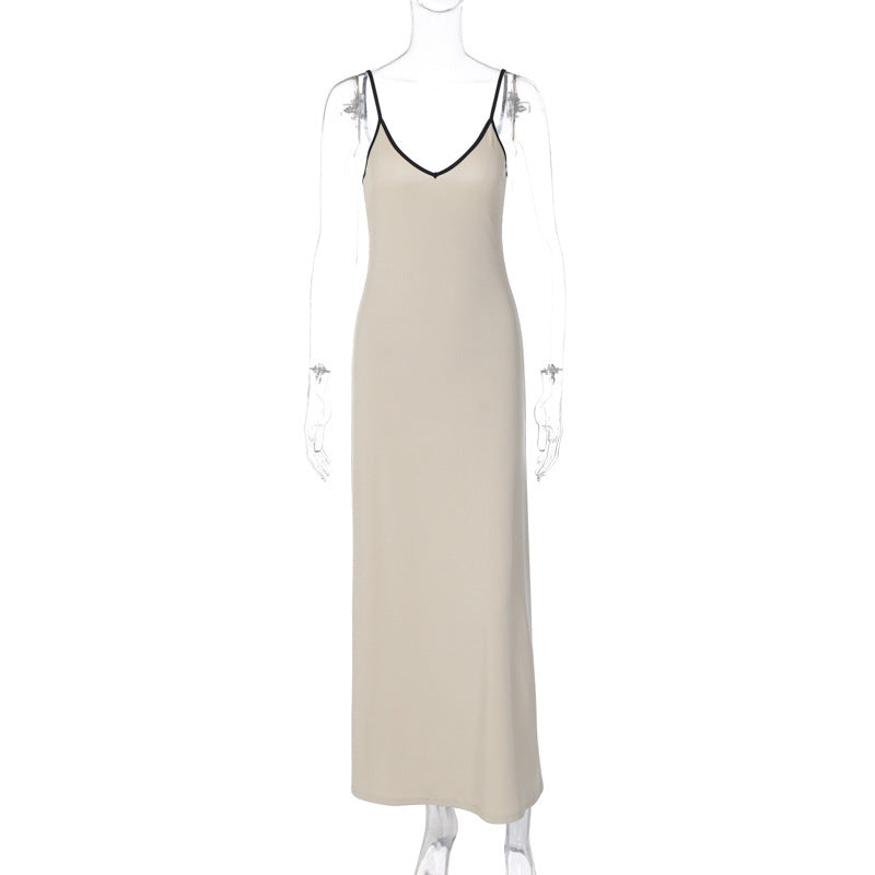 Women Clothing Summer Fashionable Elegant Sexy V neck Midi Strap Dress by Ragazza