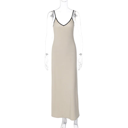 Women Clothing Summer Fashionable Elegant Sexy V neck Midi Strap Dress by Ragazza