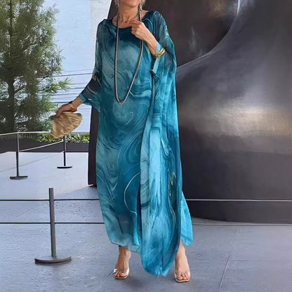 Summer New America Elegant Office Chiffon Printed Dress Marble Texture by Ragazza