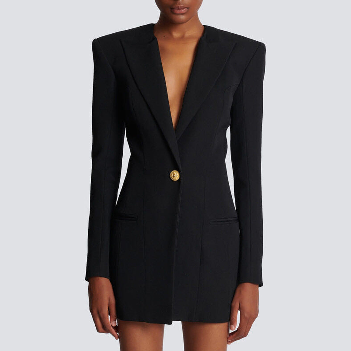 Spring Autumn High Solid Color Long Sleeve Slim Fit Office Ladies Business Dress Women by Ragazza