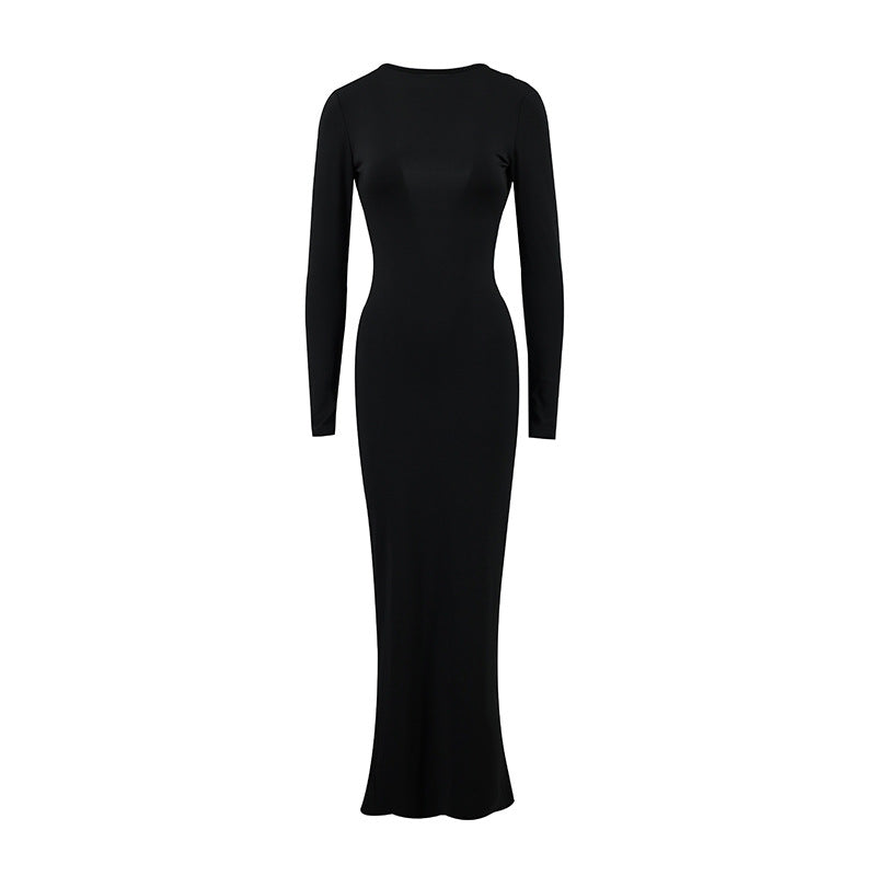 Slim Fit Long Sleeve Backless Sexy Hip Bag Dress by Ragazza