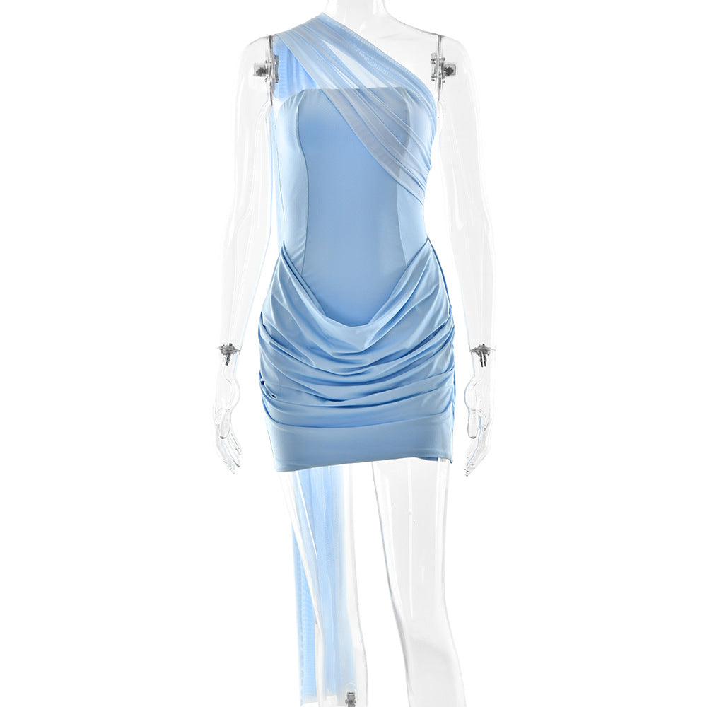 Summer Ribbon Pleated Dress Sexy Tube Top Women Hip by Ragazza