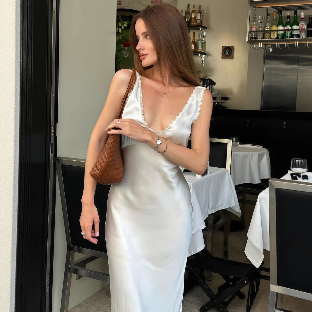 Women Clothing Summer French Entry Lux High Sense Graceful Fashionable Sleeveless Slim Dress by Ragazza