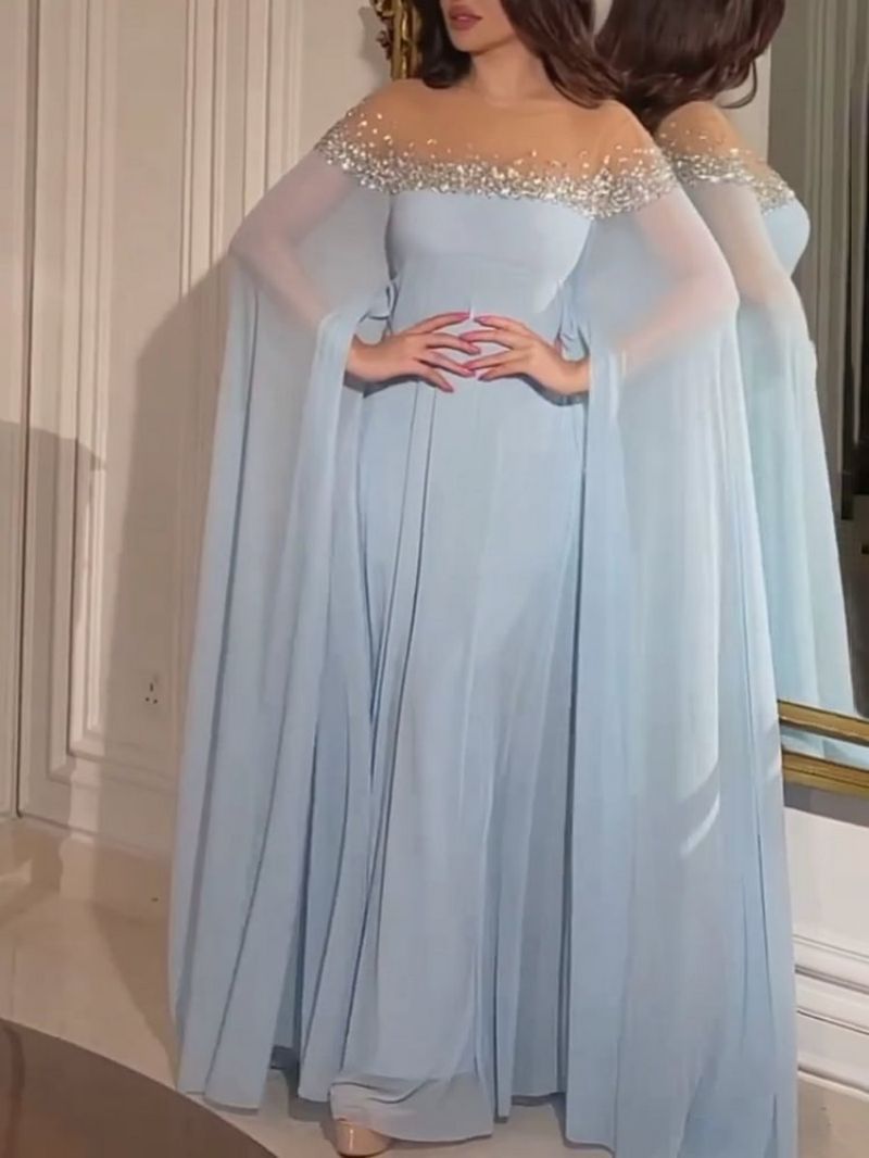 Spring Summer Middle East Sexy High Waist Rhinestone Pearl Chiffon Cocktail Evening Dress by Ragazza