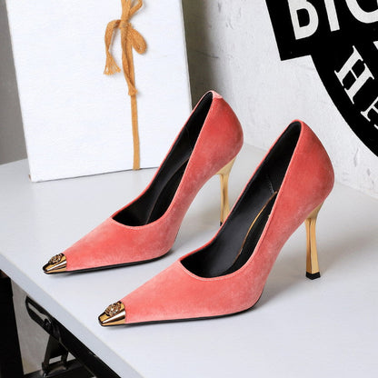 Cocktail Metal Tilta Flip Plush Pointed Low Cut Slip on Stiletto Heel Not Tired Feet Pumps  DestGlow
