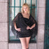 Black Mesh Yarn False Two Pieces Irregular Asymmetric Dress Women Sexy Lace Package Hip Dress  DestGlow