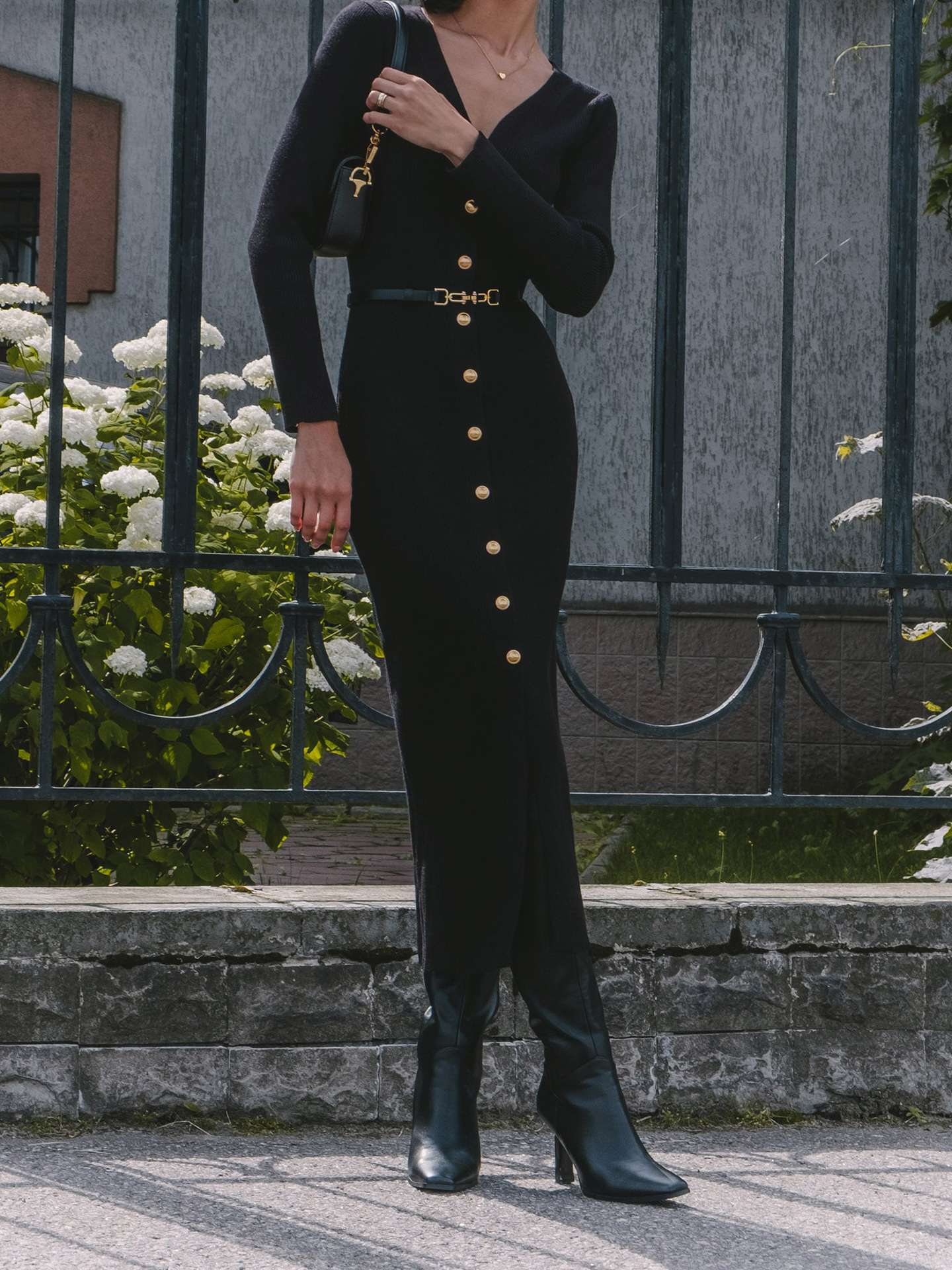 Autumn Winter Long Sleeve Knitted Dress Button Split Russia Hip Wrapped Sweater Cardigan Dress No Belt by Ragazza