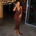 Women Wear Step Solid Color Hip Dress V neck Halter Wrapped Chest Maxi Dress by Ragazza