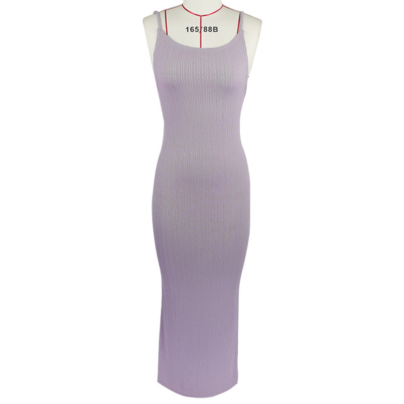Women Clothing Sunken Stripe Slim Fit Suspender Dress Sexy Big Backless Tied Dress by Ragazza