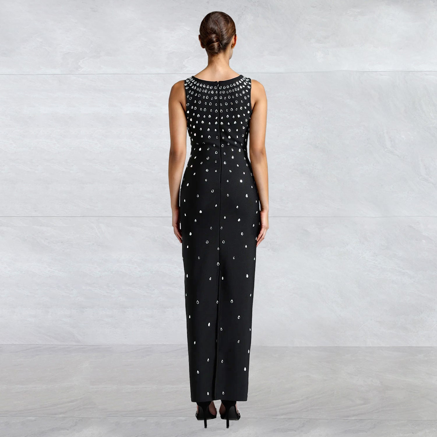 Women Wear Drilling U Collar Sleeveless Sheath Tight Dress by Ragazza