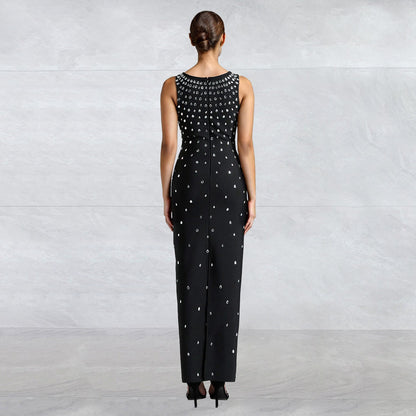 Women Wear Drilling U Collar Sleeveless Sheath Tight Dress by Ragazza