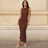 Women Clothing Summer Sexy Slim Metal Decorative Sheath Sleeveless Dress by Ragazza