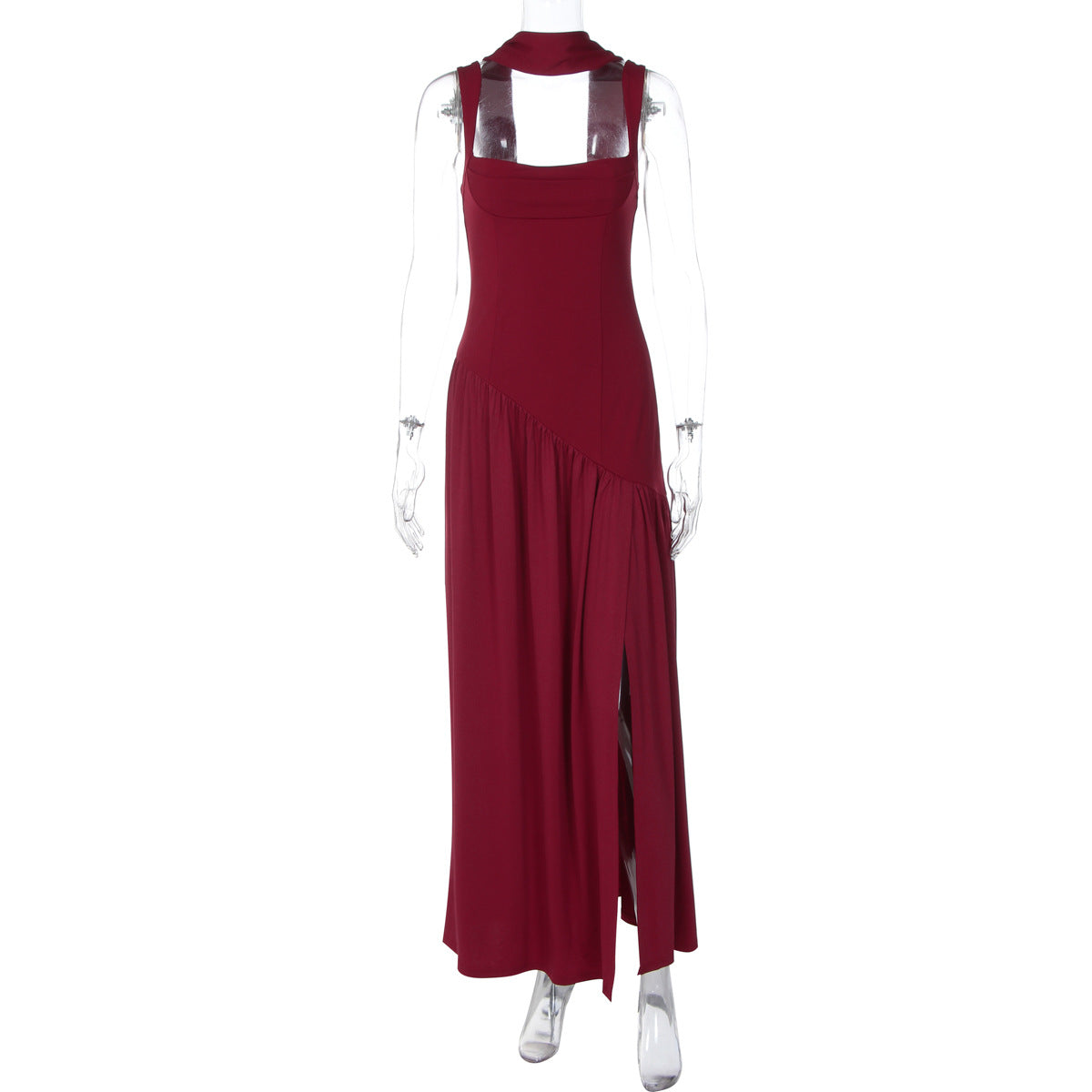 Women Clothing Winter Camisole Slim Solid Color Split Ribbon Dress Women by Ragazza