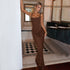 Women Clothing Autumn Winter Simple Solid Color Elegant Square Collar Sleeveless Slim Fit Maxi Dress by Ragazza