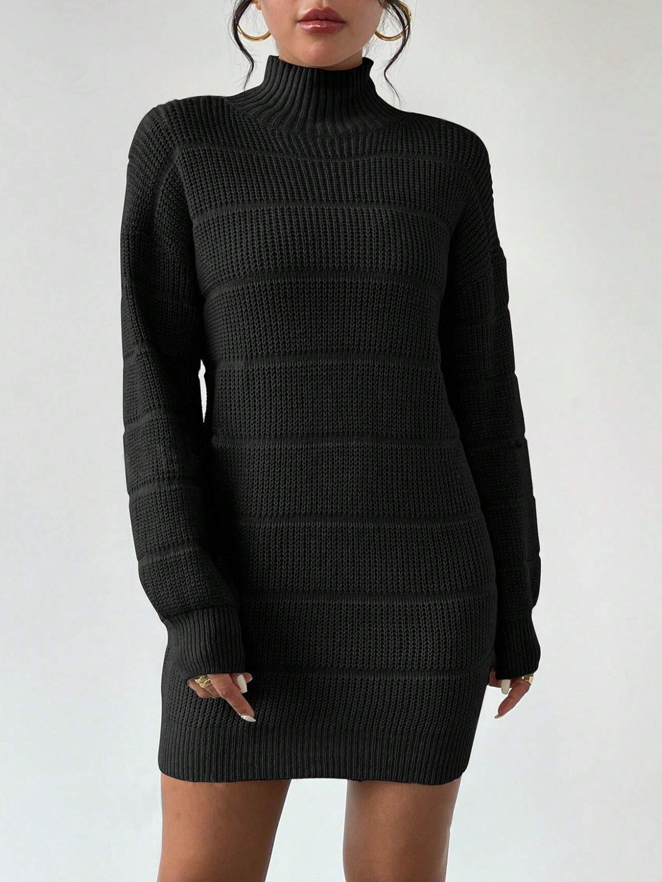 Autumn Winter Half Turtleneck Knitted Dress Women Clothing Fashionable Solid Color All Matching Sexy Hip Dress by Ragazza