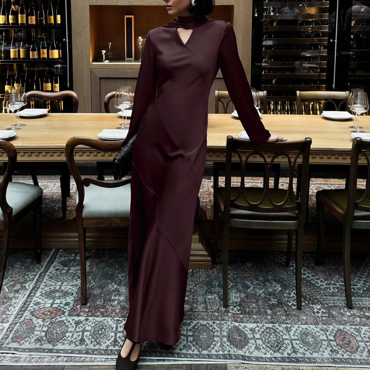 Autumn Scarf V neck Long Sleeve Elegant WomenElegant Dress by Ragazza
