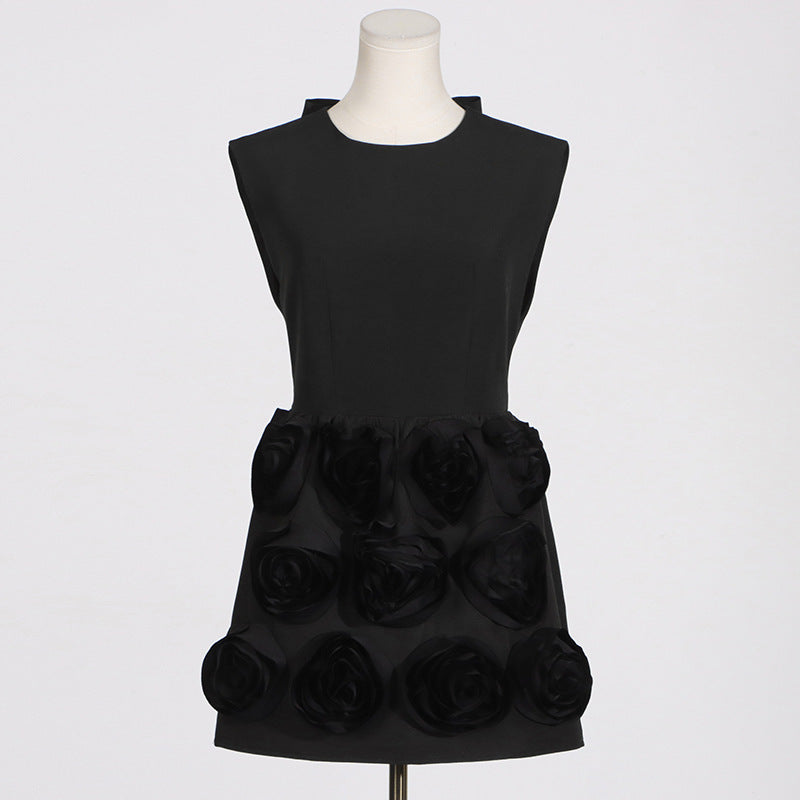 French Elegant Summer High Sense Stitching Floral Backless Design Short Dress Women Summer by Ragazza