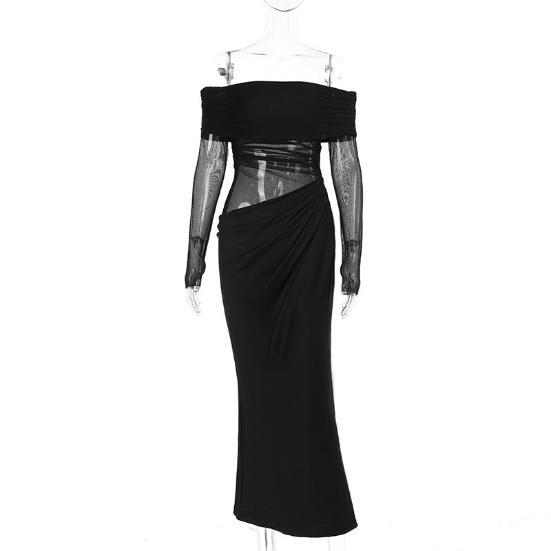 Summer Maxi Dress Sexy Off The Shoulder Mesh Hollow Out Cutout Dress Women by Ragazza