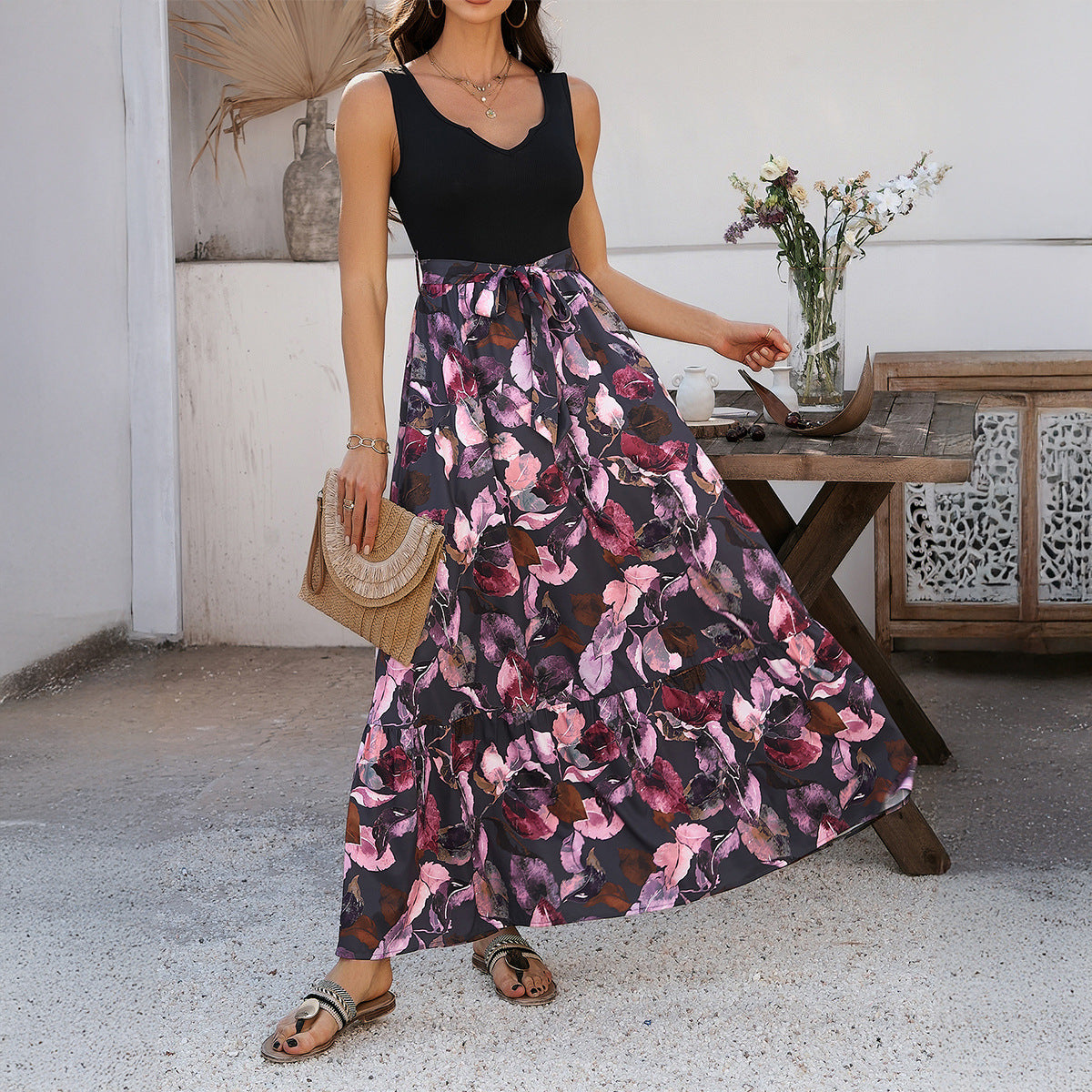 Women Clothing Summer Casual Holiday Floral Print Strap Dress by Ragazza