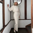 Women White Autumn Winter Extended Slimming High Elastic Maxi Dress Hip Dress Long Sleeve Dress by Ragazza