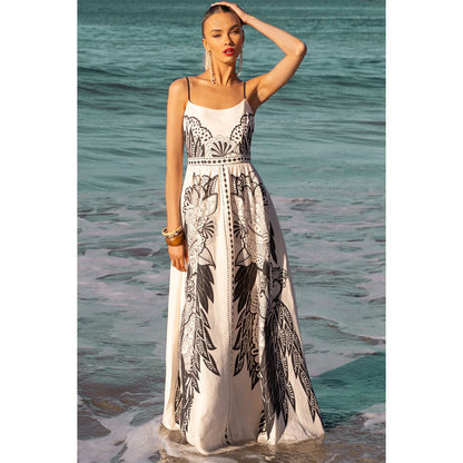Goods Spring Summer Positioning Printing Large Swing Sweet Strap Dress by Ragazza