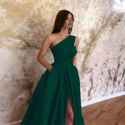Spring Sexy Split Shoulder Dress Maxi Dress Evening Dress Women  DestGlow