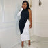 Women Clothing Spring Summer Contrast Color Slim Fit Single Side Long Sleeve Maxi Dress by Ragazza
