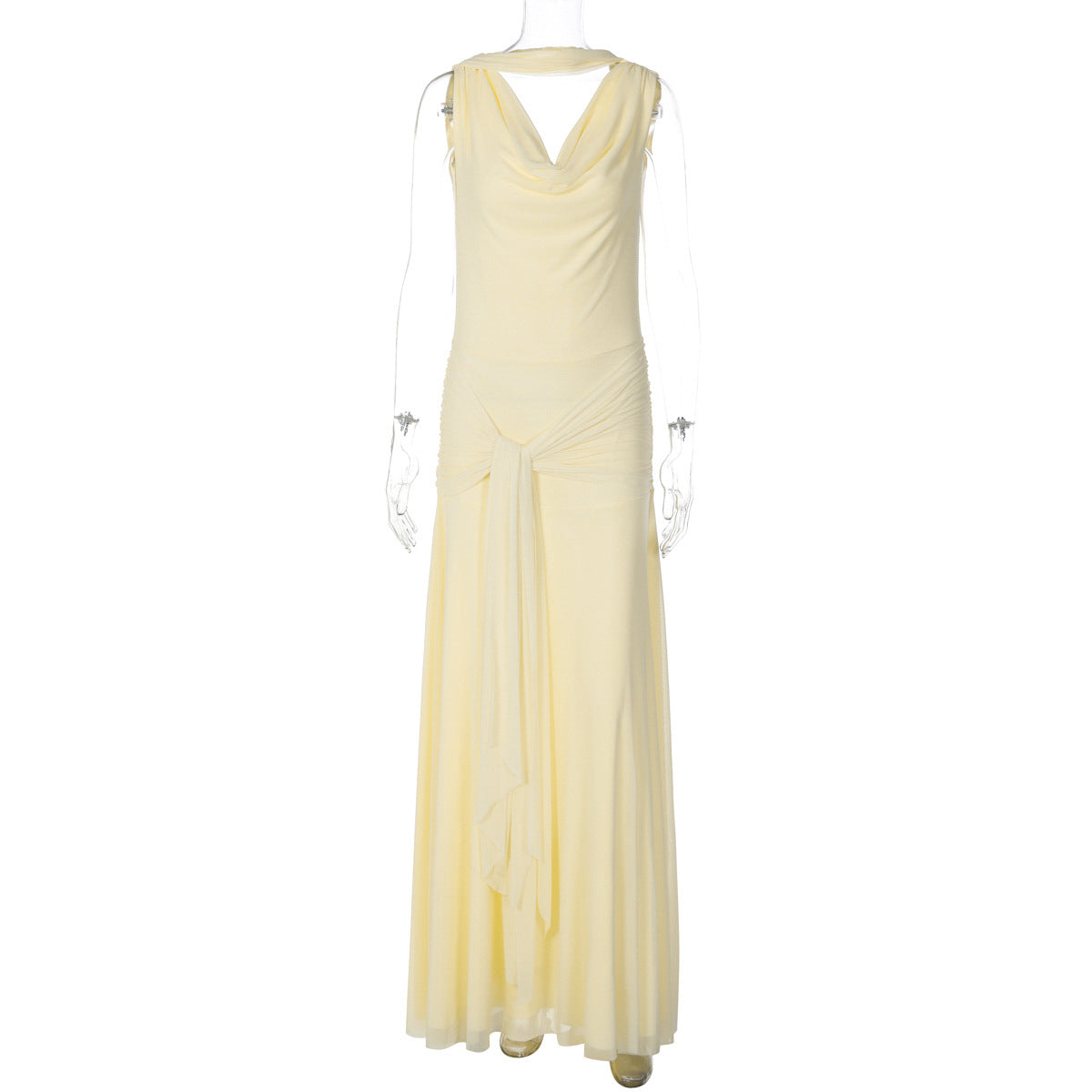 Women Clothing Winter Sexy Backless Gauzy Slim Fit Patchwork Tied Dress Women by Ragazza